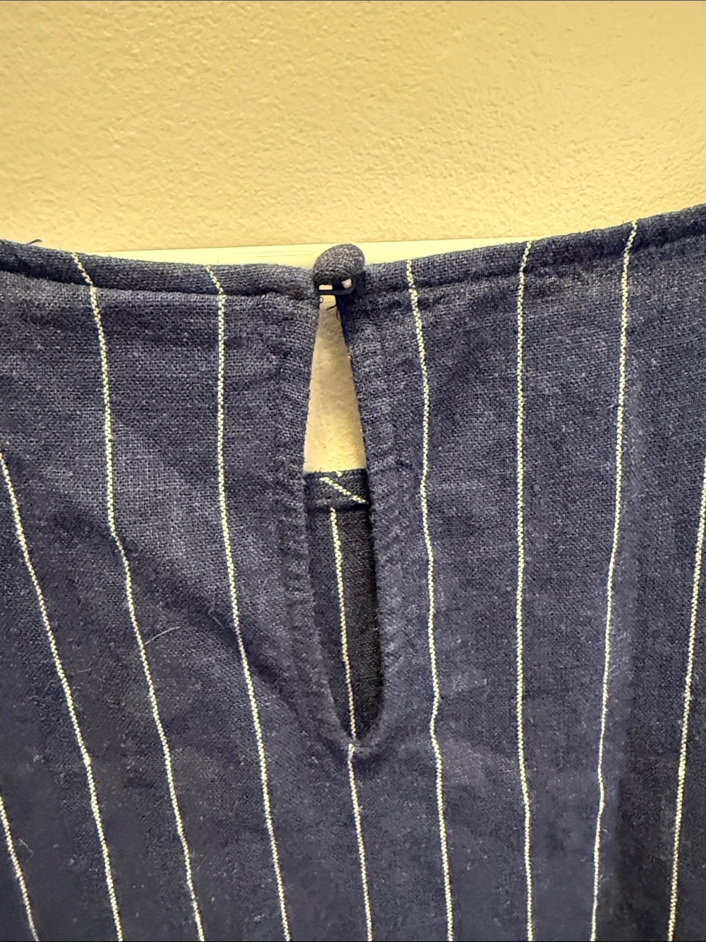 Ava & Viv Navy with White Pinstripe Sleeveless Shift Dress - Picture 5 of 6